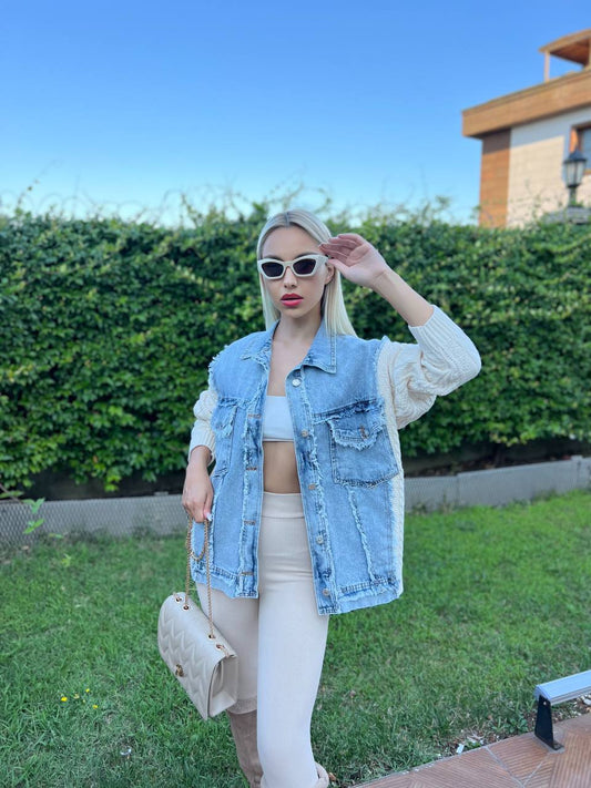 Oversized Distressed Denim Jacket