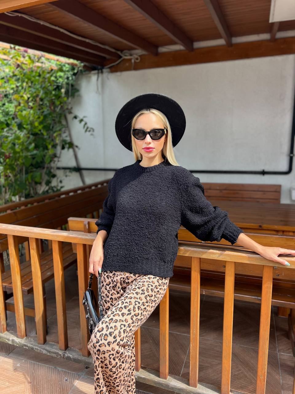 Black Popcorn knit Cardigan