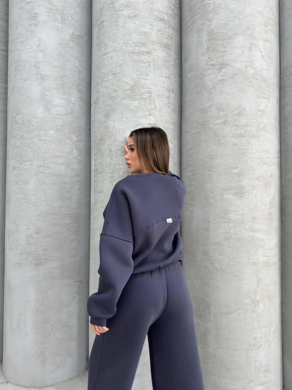 Fleece Navy Tracksuit Oversize