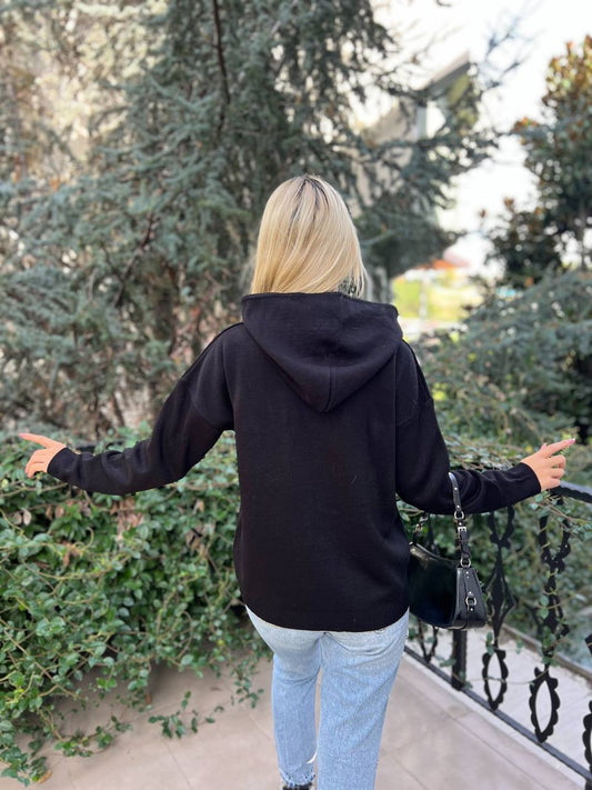 Black Hoodie With Denim