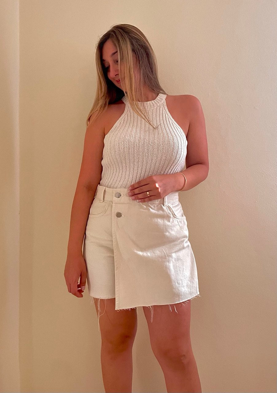 White Denim Skort