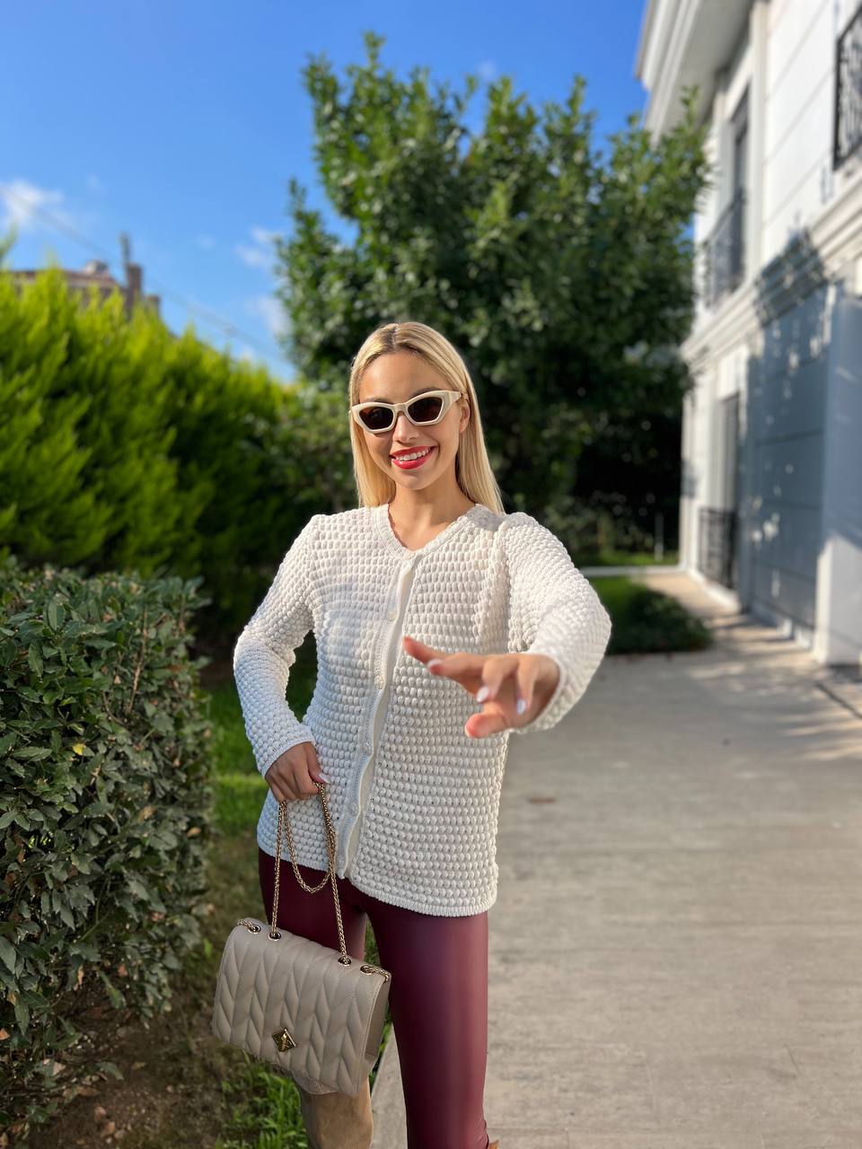 White Chunky Knit Cardigan