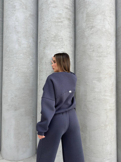 Fleece Navy Tracksuit Oversize