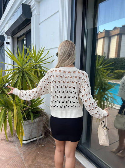 Beige Open Knit Sweater